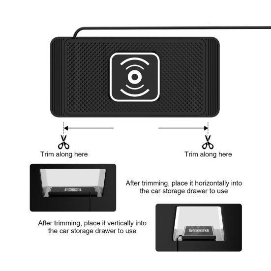 Беспроводная автомобильная зарядная площадка 15 Вт Быстрая зарядка Стабильная Нескользящая Силиконовая площадка для зарядки телефона Площадка для зарядки на неровной дороге для телефонов Автомобильные аксессуары