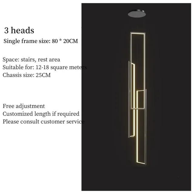 Современная минималистская люстра для лестницы, геометрическая прямоугольная светодиодная люстра, скандинавская роскошь, дуплексное чердачное освещение, бытовая техника