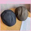 Solid Color Fashion Retro Leather Cap Women Autumn Spring Protection Sunlight