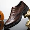 Модные мужские туфли-оксфорды в винтажном стиле, дышащие мужские деловые туфли с открытыми плечами, британский стиль, мужская обувь-броги, обувь для отдыха и прогулок на плоской подошве