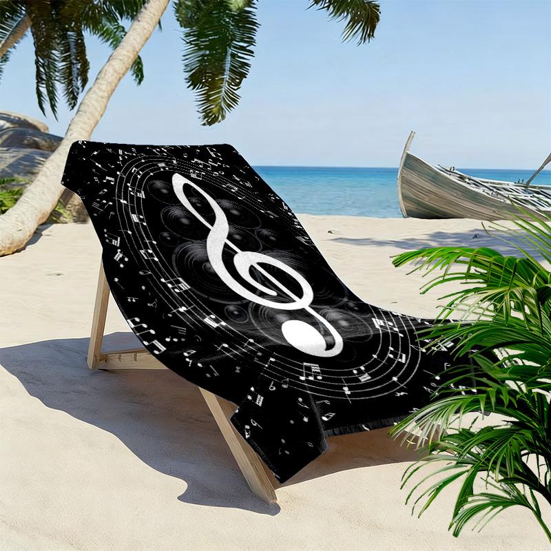 Music Note Print Beach Towel, Large Soft Quick Dry Towel for Beach Camping Swimming