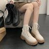 2025 New Autumn British Style Explosion White Platform Martin Boots Women's Locomotive Small Lace-up Slim Short Boots