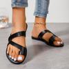 Foreign Trade Slippers Women's Xiaoxiangfeng 2025 Summer New Flat Shoes Belt Buckle Casual Large Size Beach Cover Toe Sandals
