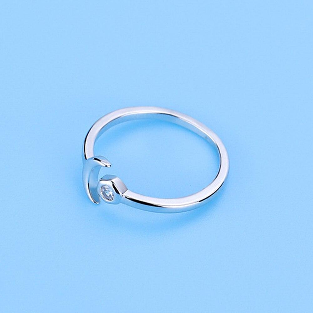 Новое женское кольцо из стерлингового серебра 925 пробы, модное кольцо с изгибом полумесяца и цирконием, регулируемые кольца на указательный палец, ювелирные изделия, подарок на годовщину