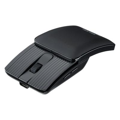 Bluetooth-мышь Sanwa Direct, Компактная, Тонкая, Складная, Быстрая прокрутка, 5 кнопок, Тихие кнопки «Назад» и «Вперед», Синий светодиод, Перезаряжаемая, В комплекте чехол