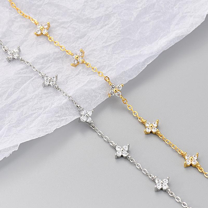 Luxury Four Leaf Flower Zircon Bracelet for Women 2026 New Fashion Rhinestone Bracelets Girls Party Jewelry Gifts