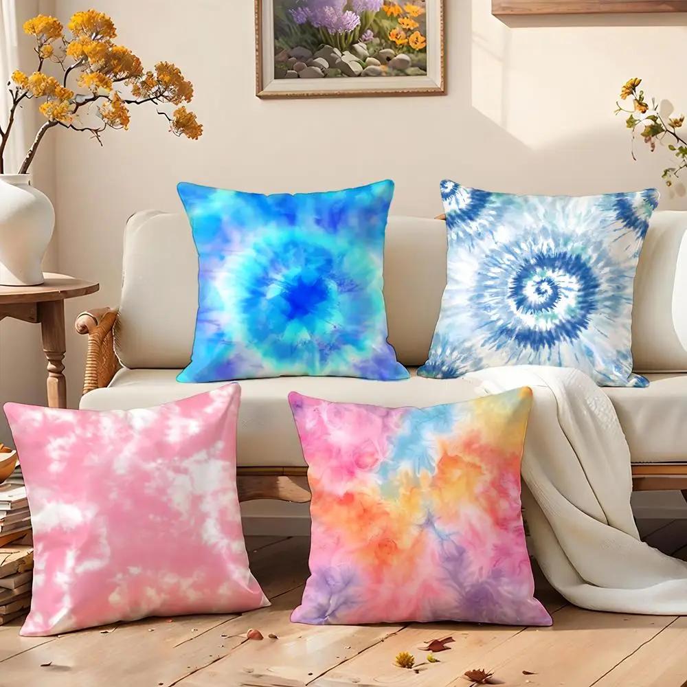 Casual Tie Dye Pattern Design Cushion Cover Premium Comfort Reversible Pillow Cove in One Design for Any Room Car Interior