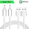 Cable for iPhone - Unspecified - Set of 2 - 1M - White Nylon - Compatible with Multiple Models