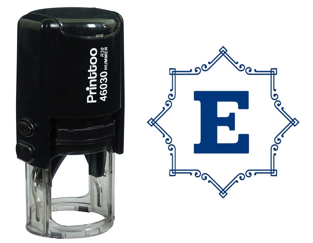 Printtoo Octagon Celtic Swirl Frame Alphabet E Monogram Self Inking Rubber Stamp Office