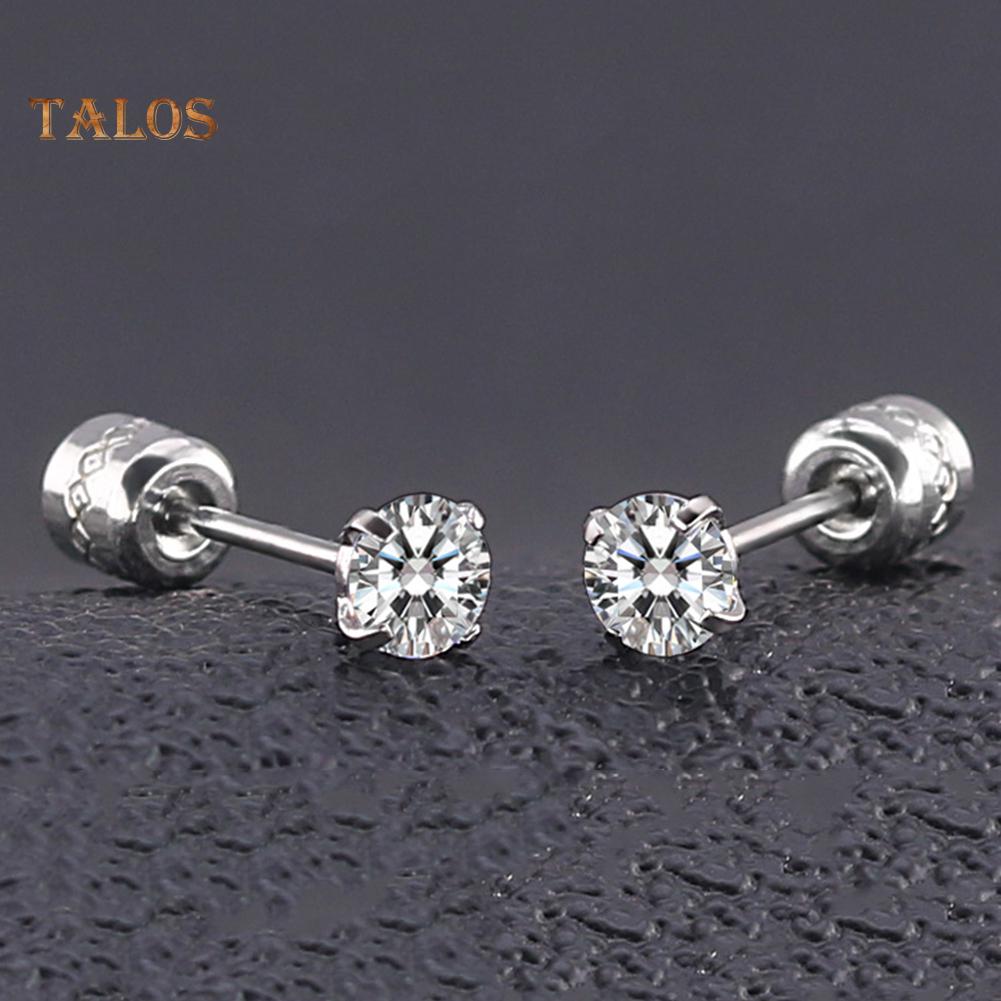 TJ унисекс круглые серьги-гвоздики с кубическим цирконием из титановой стали, ювелирные изделия, подарок