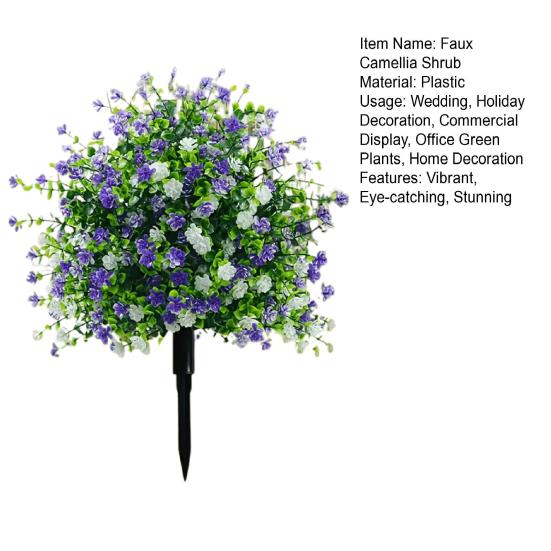 Artificial Potted Tree with Ground Stakes, UV Resistant Outdoor Faux Camellia Topiary Plants, Lifelike Fake Camellia Shrubs Bushes for Front