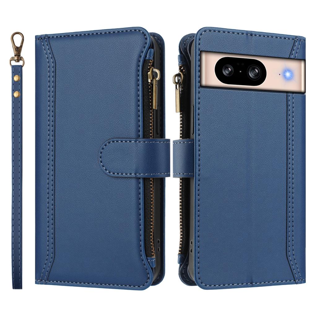 Кожаный чехол для Google Pixel 8, 9 отделений для карт, кошелек на молнии, подставка, чехол для телефона с ремешком на запястье