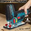 12V 5600RPM 70mm Electric Jigsaw 6 Speed Adjustable Woodworking Power Tool 45 Degree Tilt AnglePortable Cordless Jig Saw