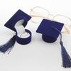 Velvet-Lined Graduation Cap Jewelry Box Phd Cap-Shaped Graduation Ring Box  Presentation Box