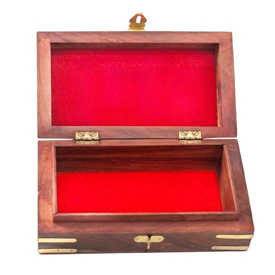 15 Cm Sheesham Wooden Brass Storage Box Hand Carved Jewellery Box Decorative Gift Box