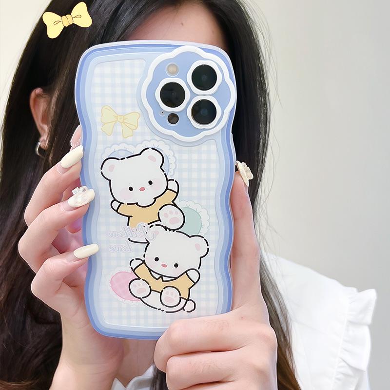 Zhitai Cartoon Silicone Case for iPhone 14/13/12 Pro Max/XR - Floral and Wave Design