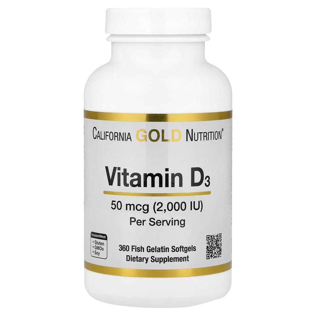 Vitamin D3, 50Mcg (2,000Iu), Fish Gelatin Softgels, 360 Tablets