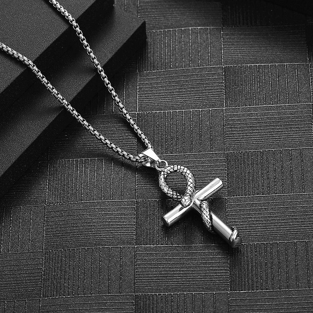Ancient Egyptian Anka Pendant Retro Serpentine Cross Trendy Men and Women Versatile Personalized Necklace Accessories