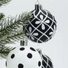 6PCS Black and White Hand-painted Christmas Tree Ball Christmas Tree Decorative  Christmas Tree