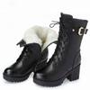 2024 Winter Leather Women Winter Boots Thick Wool Warm Women High-heeled Genuine Boot High-quality Female Snow Boots Women Shoes