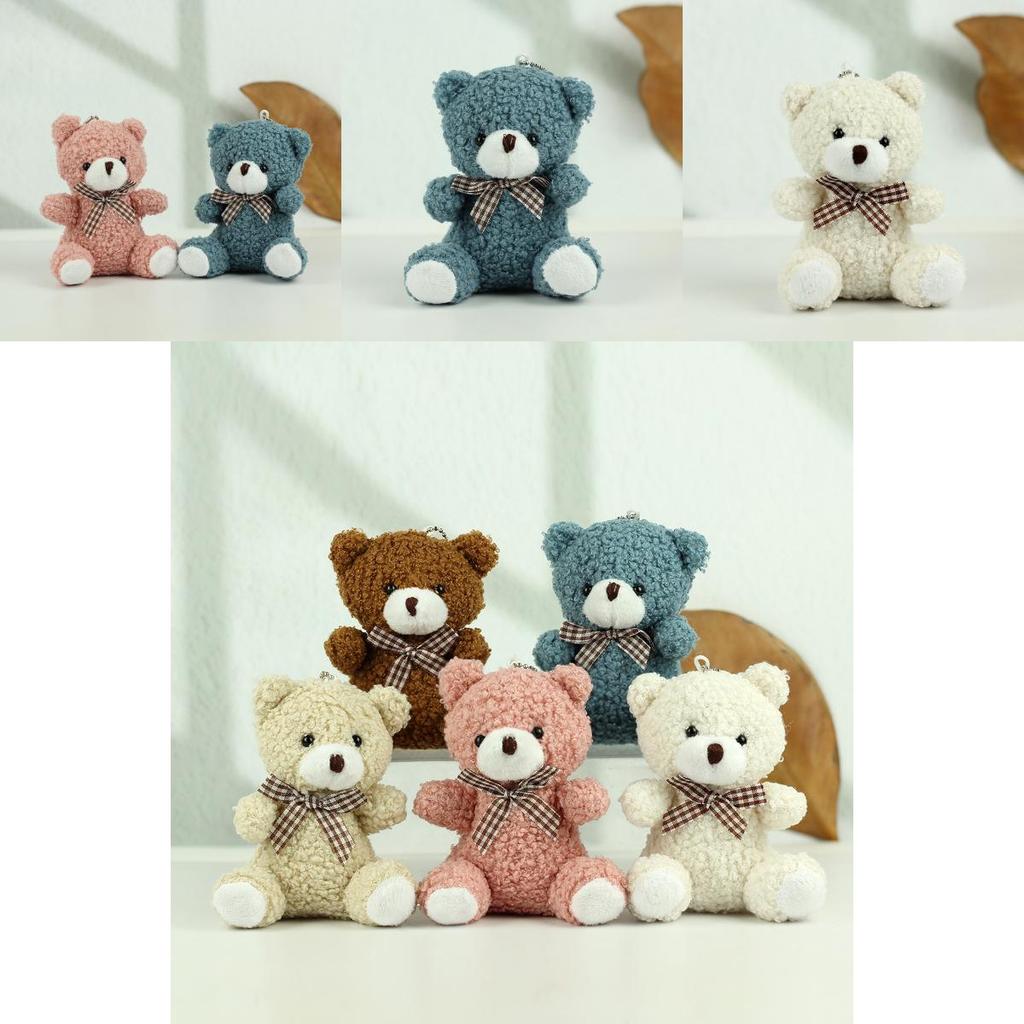 Cute Brown Plush Teddy Bear Keychain Soft Coral Fleece Adorable Keyring For Gifts