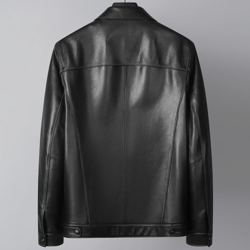 Lapel Leather Jacket Men's Goatskin Men's Coat Popular Single Leather Jacket High Sense