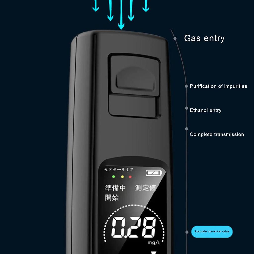 Портативный тестер алкоголя, высокочувствительный алкотестер, HD-дисплей, бесконтактная зарядка типа C, аккумулятор 200 мАч