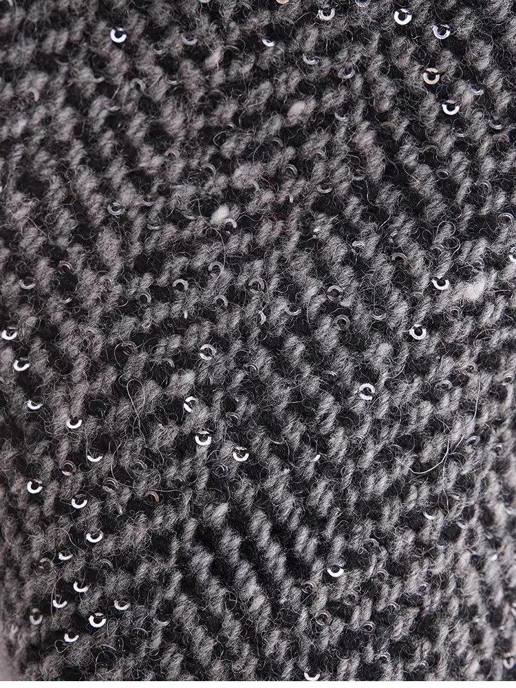 Ready Stock: New Year's Wool Blend Tweed Sequin Slimming Short Skirt