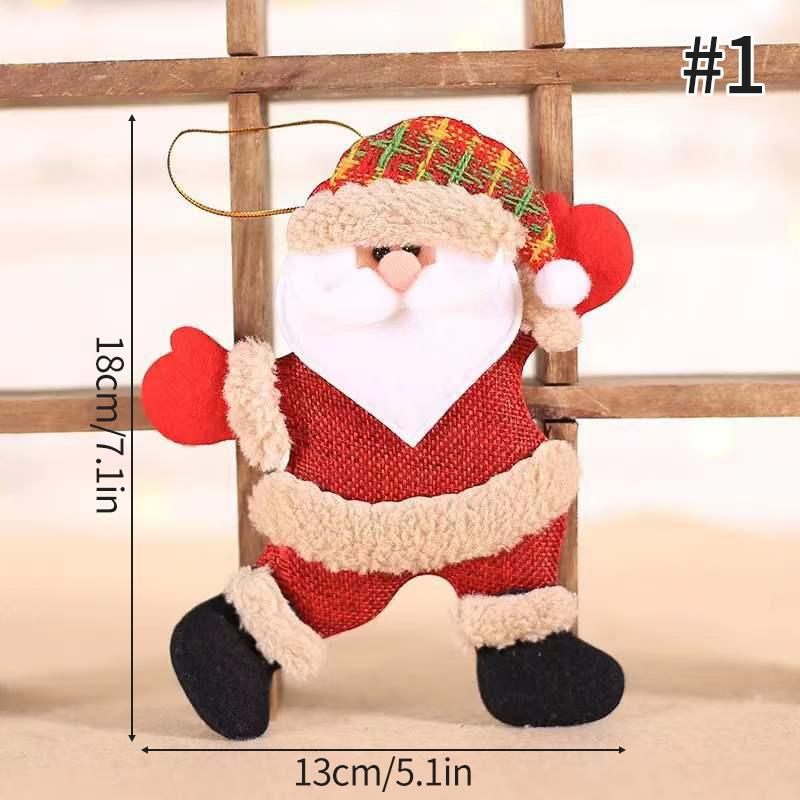 Christmas Tree Decoration Set Plush Girl Christmas Golden Ornaments Angel Xmas Party Keychain Santa Claus Snowman Hanging Decor