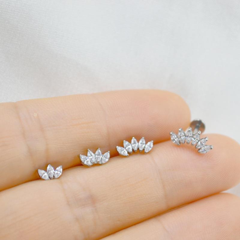 Титановый лабрет G23 с короной из циркония маркиза для пирсинга медузы, хеликса и хряща.