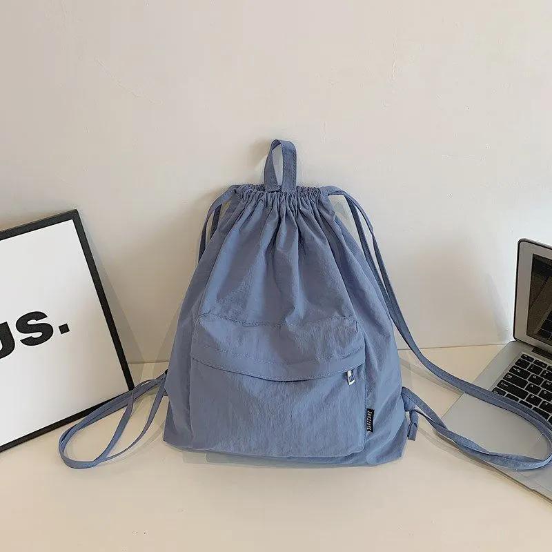 WTEMPO Нейлоновый рюкзак на шнурке, школьный, с карманом на молнии, легкий, большой вместимости, унисекс, спортивный, для фитнеса и отдыха