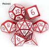 7 Pcs White Red Standard Metal Dice Solid Metal Polyhedral Dice Set Suitable for Role-Playing RPG Board Game Card Game