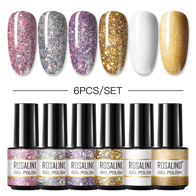 ROSALIND Профессиональный маникюрный набор с лампой для ногтей, набор гель-лаков для ногтей, полный набор инструментов для дизайна ногтей, светодиодная/УФ-лампа