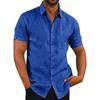 Мужская весенне-летняя повседневная однотонная хлопковая свободная мужская рубашка с лацканами и короткими рукавами, мужские топы
