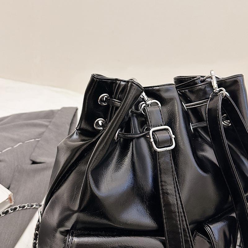 Повседневная сумка-ведро большой вместимости, модная новая портативная сумка-мессенджер на плечо с завязками, женский рюкзак