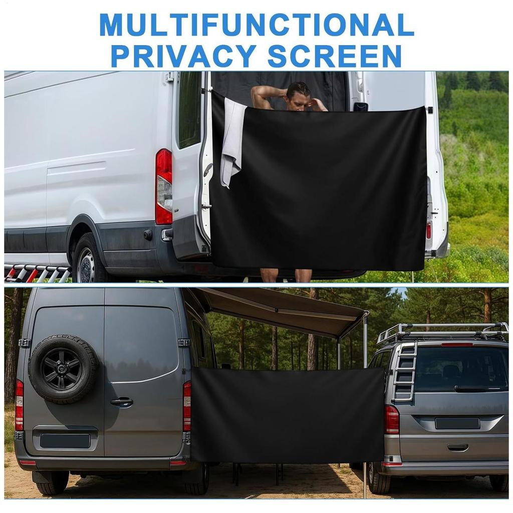 Car Rear Door Shower Curtains Privacy Cover Adjustable Sunshade Light Blocking Protection with Magnetic Hooks for Camping Travel