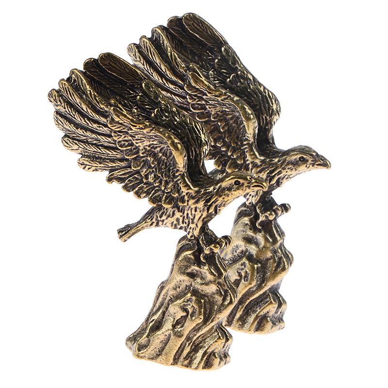 1Pc Antique Copper Eagle Statue Small Ornaments Vintage Brass Animal Figurines Crafts Desk Home Decorations Accessories Gifts