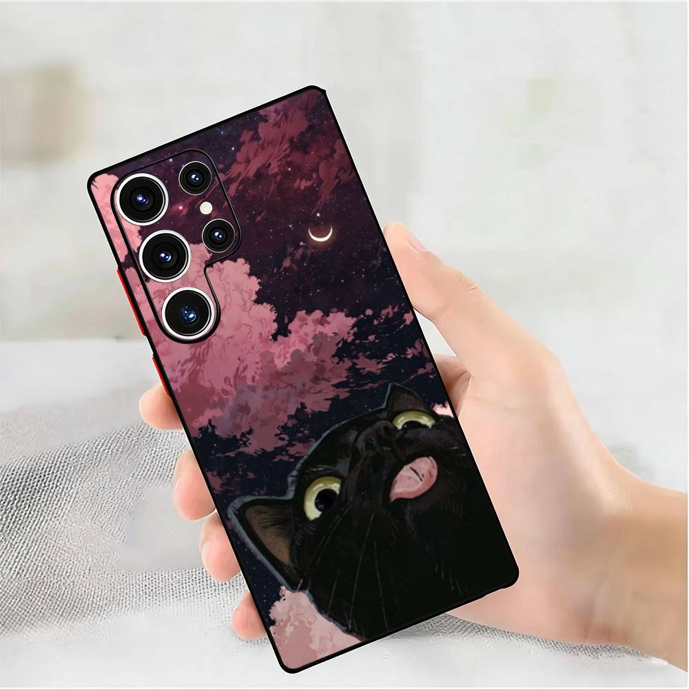 Силиконовый чехол для телефона с принтом черного кота для Samsung Galaxy S 24,22,20,23,21,20 Ultra Plus Lite 5G
