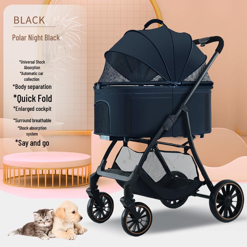 Lightweight Folding Pet Stroller for Small Dogs and Cats