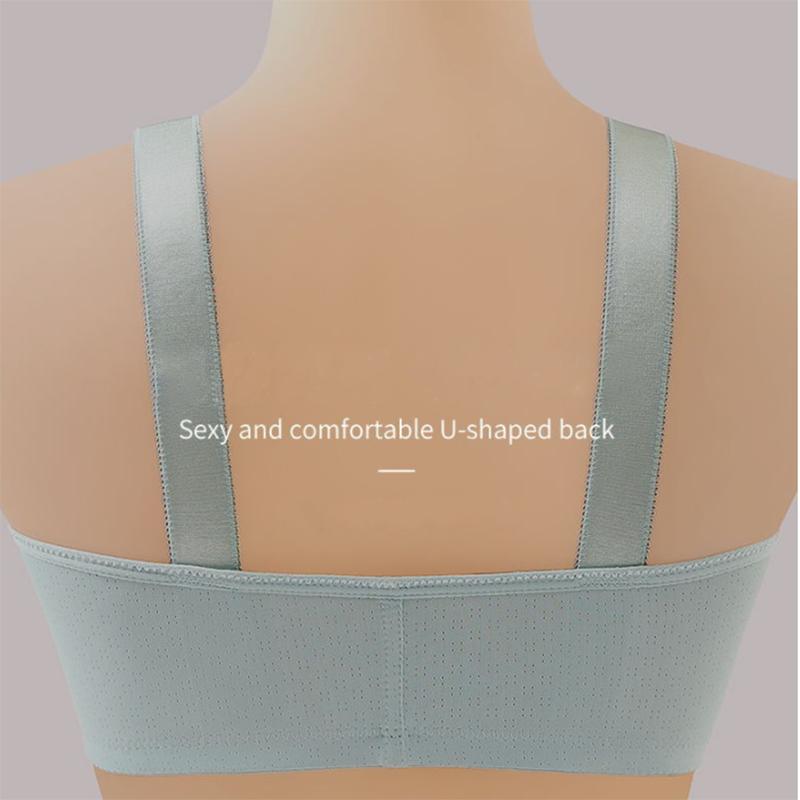 Women's Underwear Gathered Anti-sagging Large Size Front Buttoned Bra Thin No Steel Ring Breathable and Soft