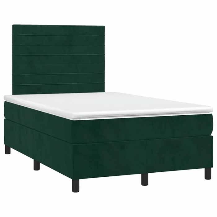 Sommier tapissier avec matelas - Maison Exclusive - 120x190 cm - Velours vert foncé - Bande LED