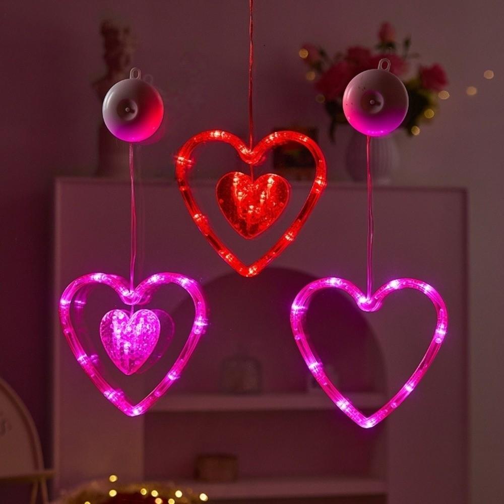 Waterproof Heart Curtain Fairy Light Creative Suction Cup Atmosphere Light  Proposal Ceremony