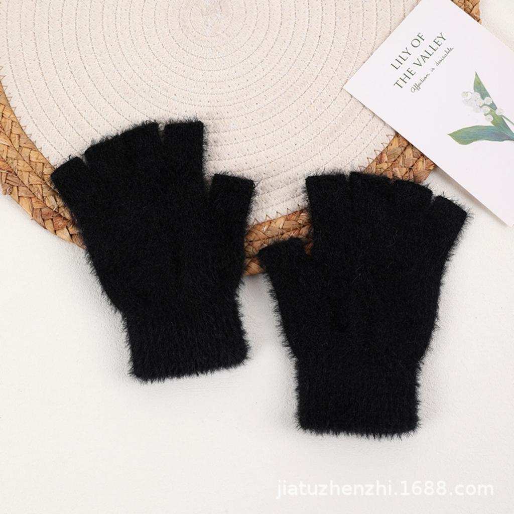 Зимние теплые перчатки плюшевые толстые перчатки без пальцев