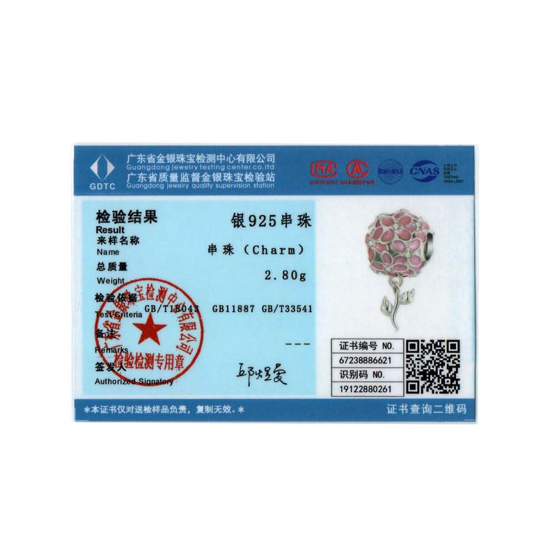 Bamoer 925 пробы серебро ослепительный циркон розовый цветок подвески божья коровка бусины для женщин браслет и ожерелье DIY ювелирные изделия