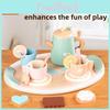 Wooden Tea Afternoon Cookies Cups Tableware Set Children Toys For Role Playing
