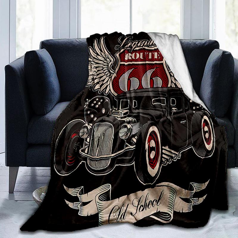 1PC Highway 66 pattern blanket, all season lightweight home office outdoor nap multifunctional blanket