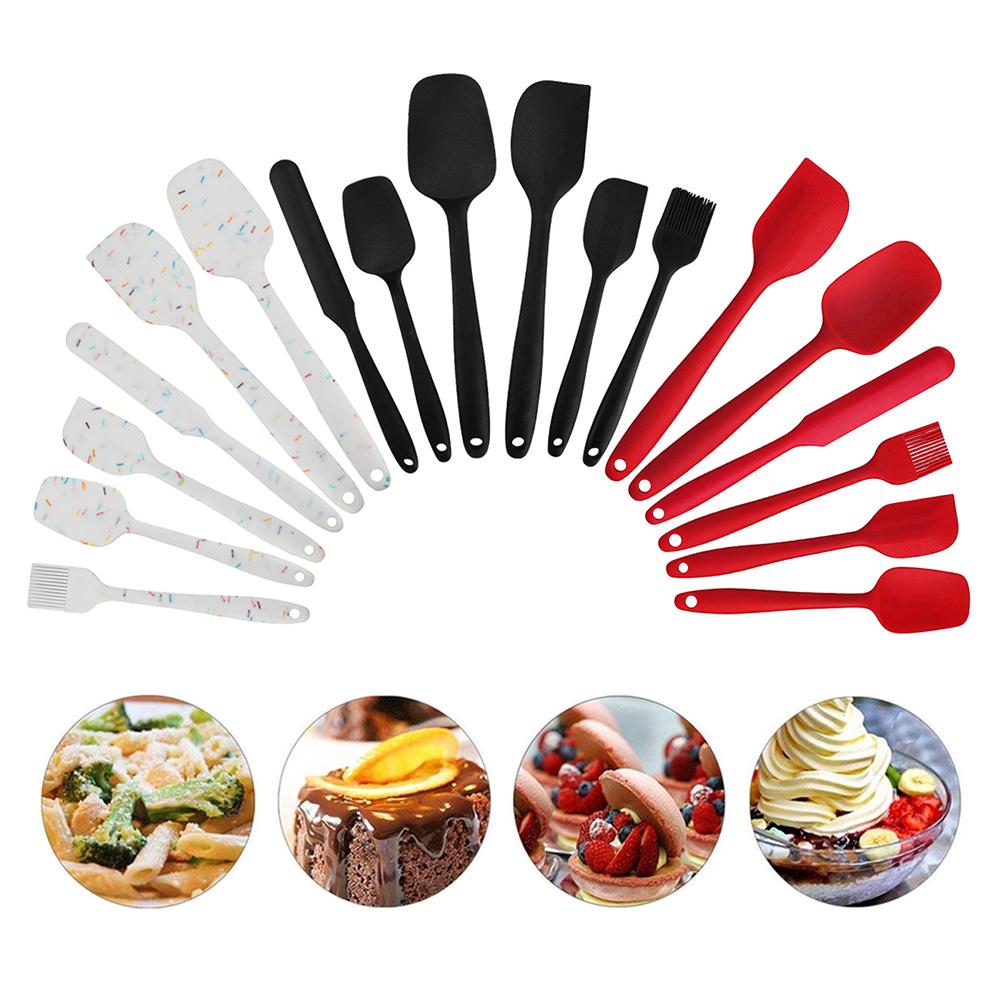 6Pcs/Set Silicone Kitchen Utensils Nonstick Heat Spatula Scoop Oil Brush Chef All Over Silica Food Cooking Baking Cutlery Dinnerware Cookware Gadgets