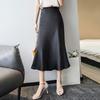Acetate Satin Women's Solid Color Skirt Office Lady's Daily Commuting A-line Skirt High Waisted Fish Tail Wrapped Skirts