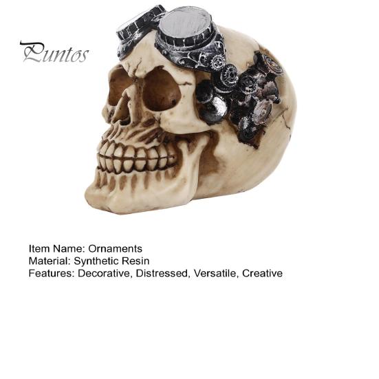 Прочные ornaments из синтетической смолы Хип-хоп Наушники/Фигурка Черепа в стиле стимпанк, Статуэтка скелета, Винтажная статуэтка в стиле стимпанк для дома с привидениями