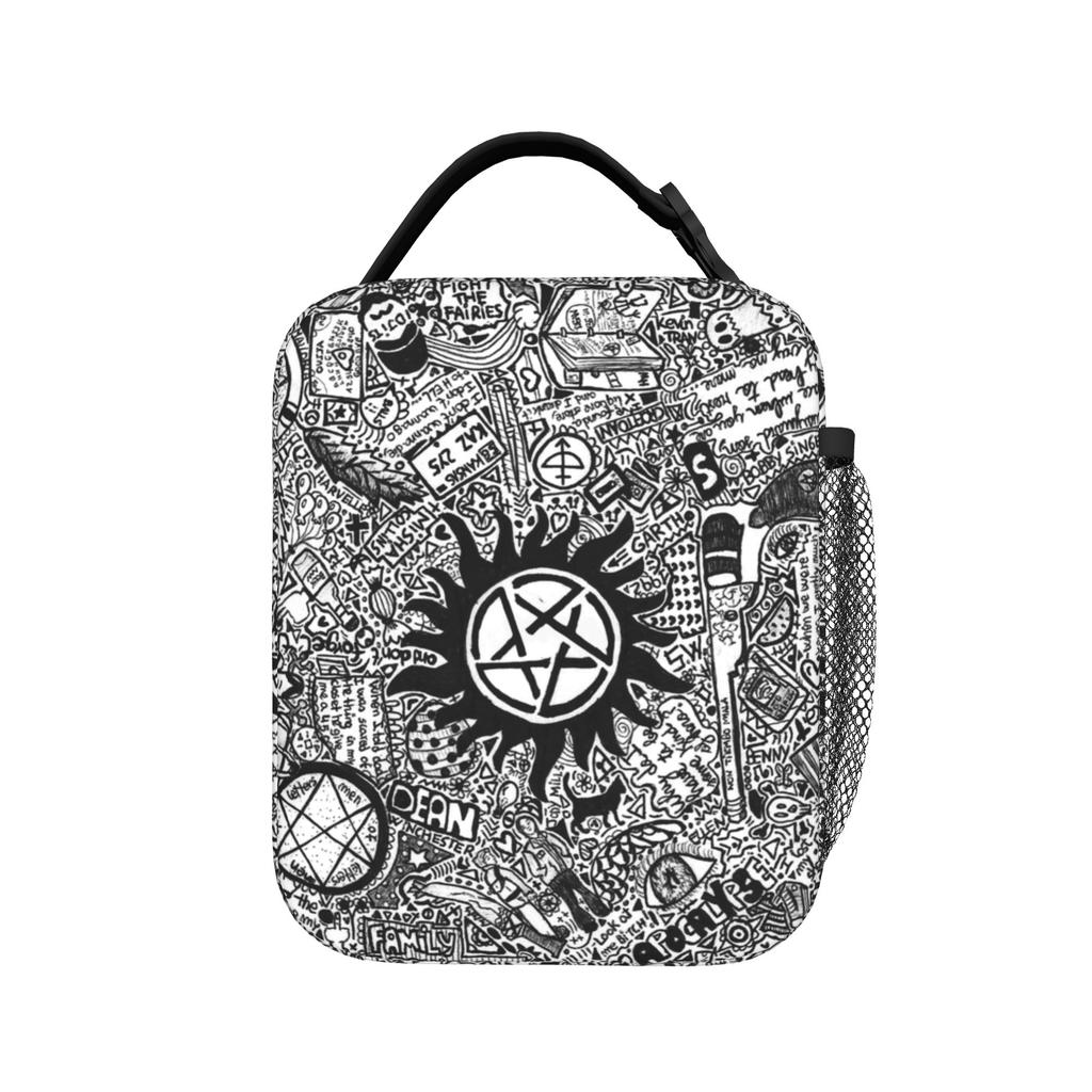 SPNWorld Supernatural Winchester Insulated Lunch Bags Large Lunch Container Thermal Bag Lunch Box Tote College Travel Food Bag